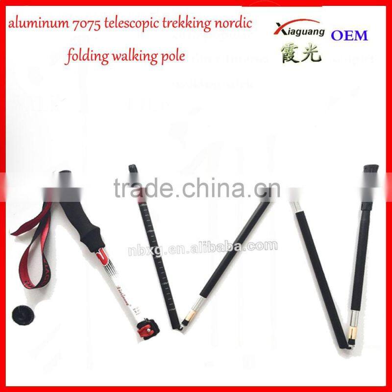 alumium7075 telescopic write handle adjustable hiking trekking pole nordic folding walking stick
