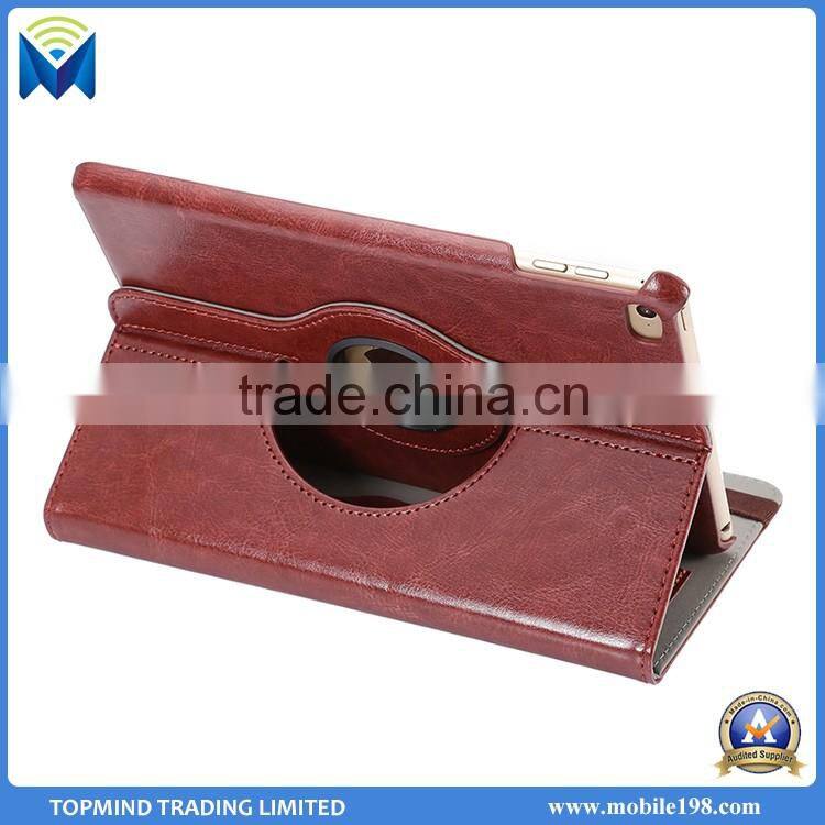 360 degree rotating lichee pattern ultra thin flip pu leather cases smart cover for ipad mini 4