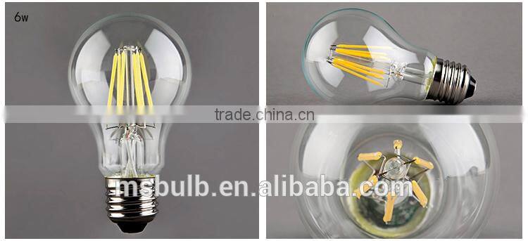 alibaba china A60 led bulb 5w , energy saving A60 filament led bulb with glass body