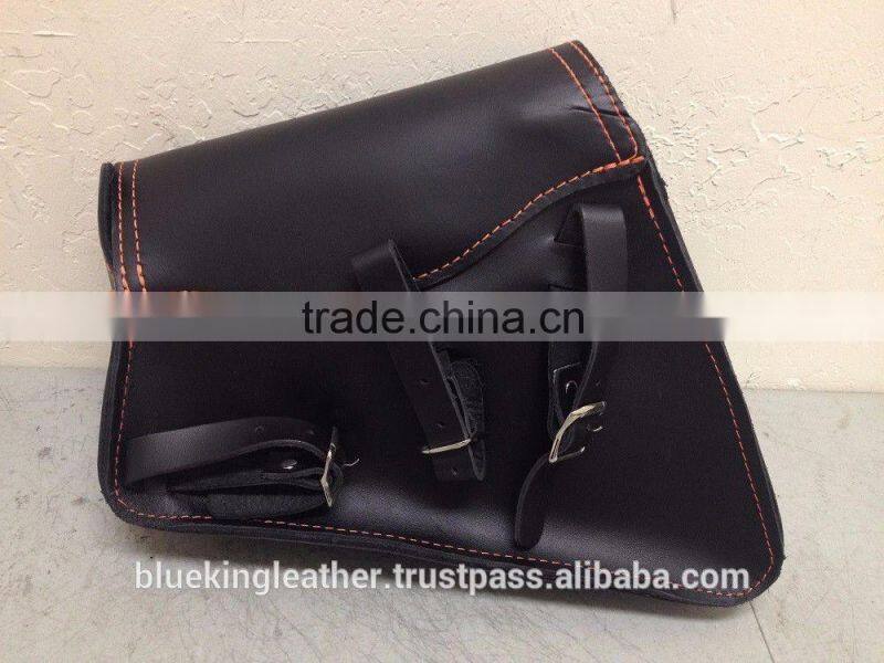 Simple Style Classic Black Motorcycle Motorbike Leather Saddle Bags Side Bags