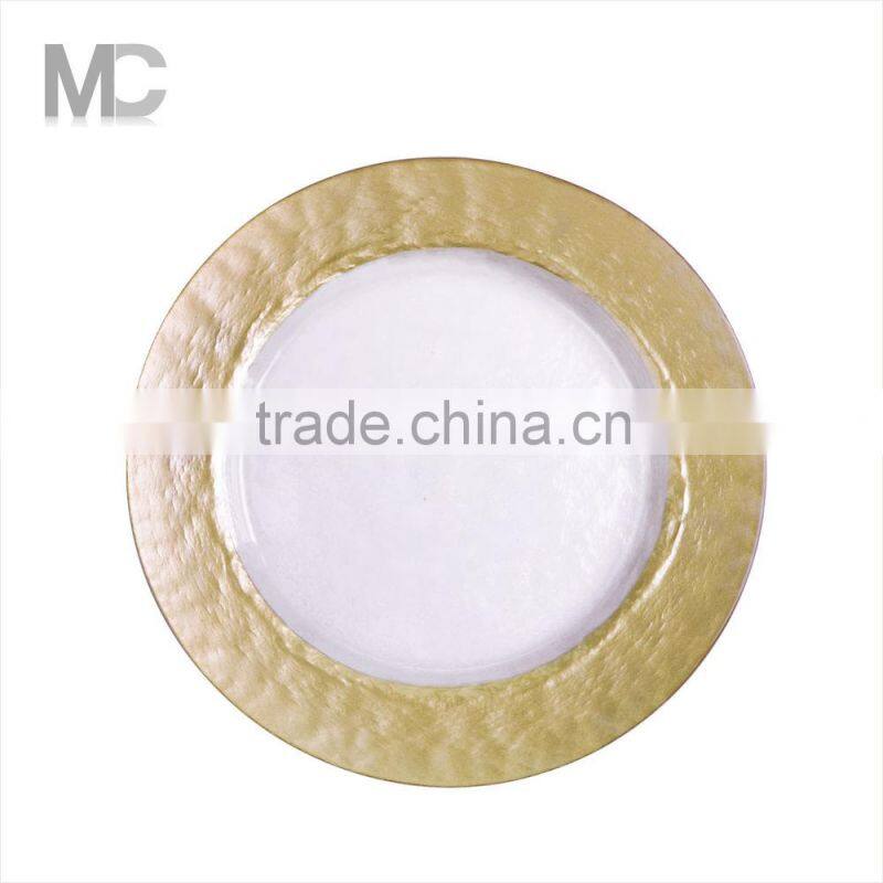 Wholesale Wedding Decoration Colorful Glass Charger Plates Under Plate