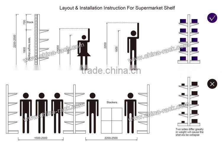 Metallic Supermarket Shelf Label Liquor Bottle Display Shelf