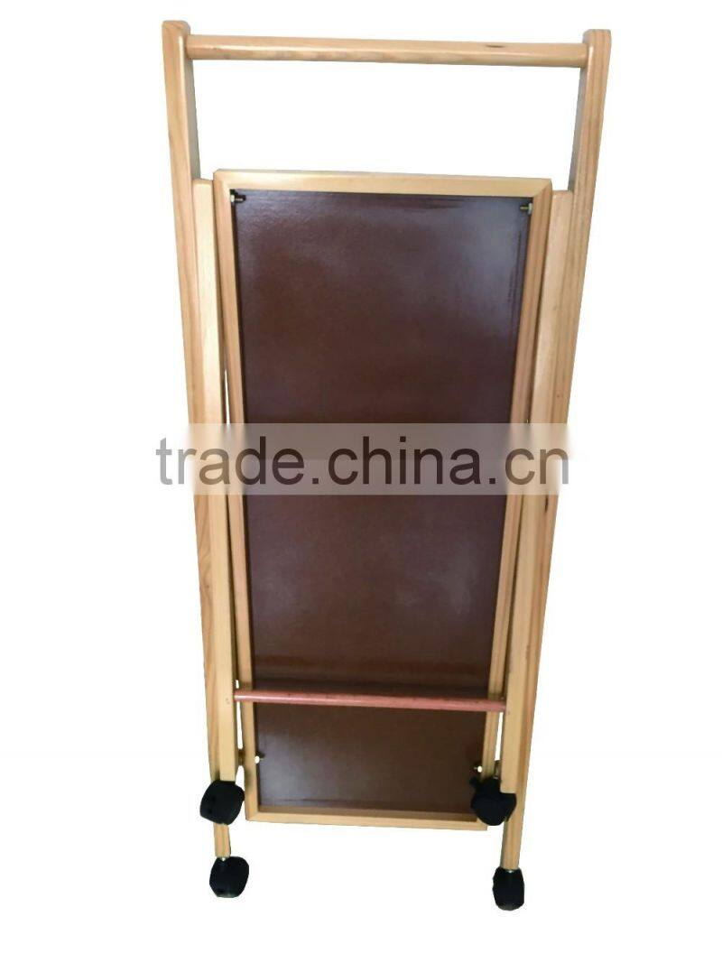 Modern design space saving foldable wooden service trolley for food