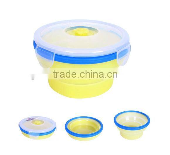 Collapsible Round Silicone lunch Box Kids Food Storage Box