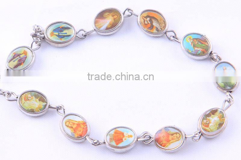 Rosary beads with saint medals