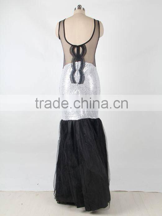 Latest fashion 5 colors ready stock low back sexy mermaid evening dress with sequin