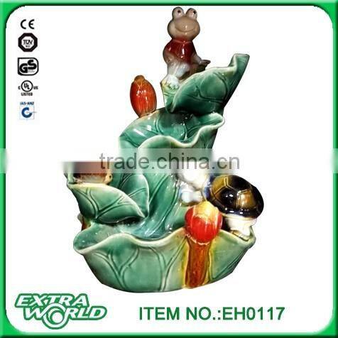 Ceramic Brown Strawberry Songbird Indoor Fountain with LED Light