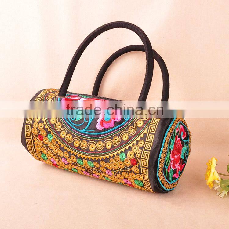 Hot selling cotton fabric ethnic embroidery tribal handbag for women