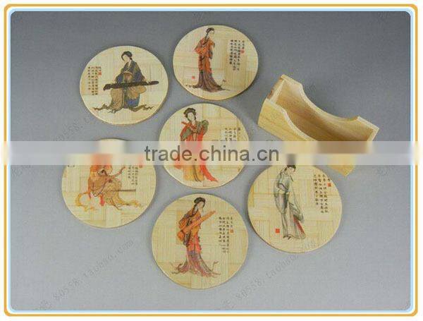 Classical Chinese Bamboo Cup Mat, Round Bamboo Table Mat.
