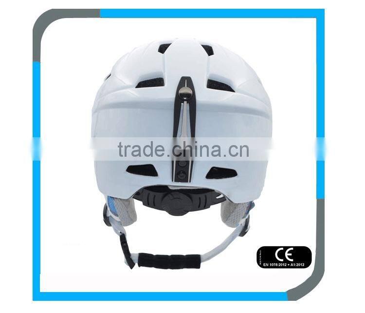 customize OEM in mould CE EN1077 white ski snow helmet with PC shell for kids and lady