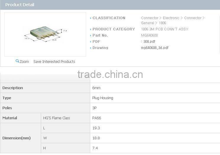 MG640608 1806 3M PCB connector KET connector plug housing 3 pole connector wire to board connector