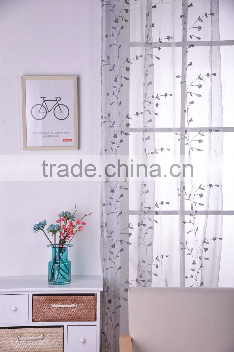 factory price free sample simple design printing embroidery sheer voile curtain fabric