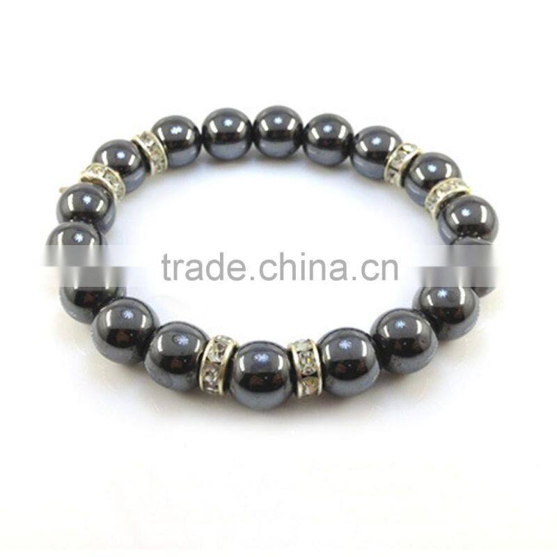 China factory flat black lava rock beads 6-10mm with hole for bracelets necklace (KB-003)