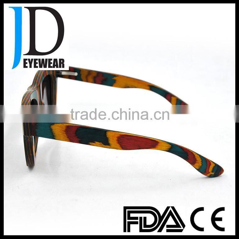 High Quality Colorful Skateboard Wood Retro Style wooden sunglasses