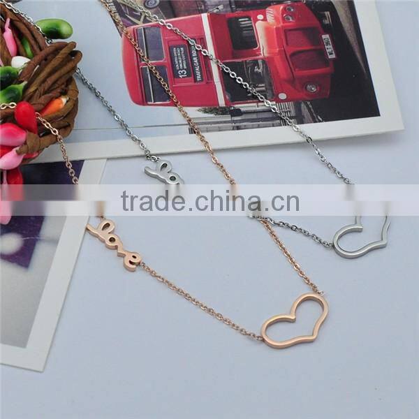 hollow heart pendant necklace stainless steel charm chain necklace dubai jewelry