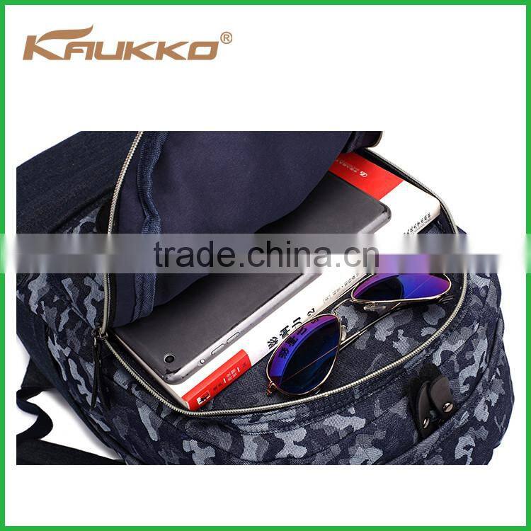 2016 High quality custom polyester camouflage blue school backpack