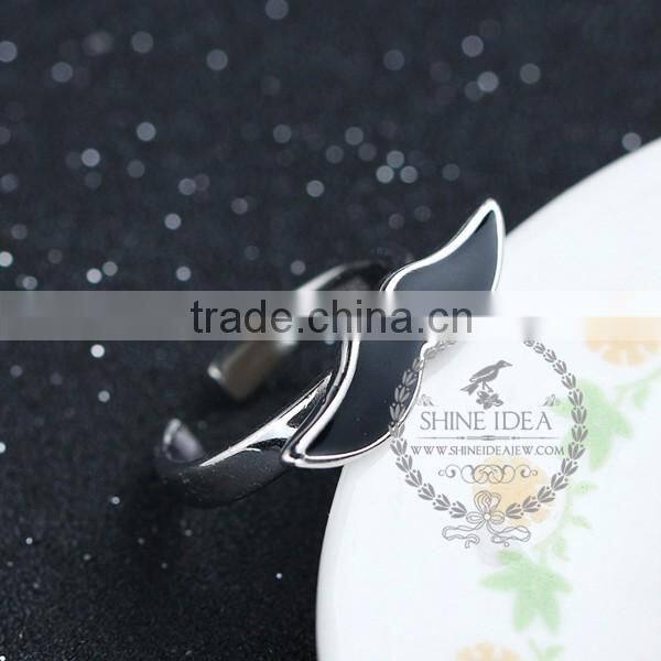 925 solid sterling silver glue black mustache adjustable ring fashion women jewelry 6260561