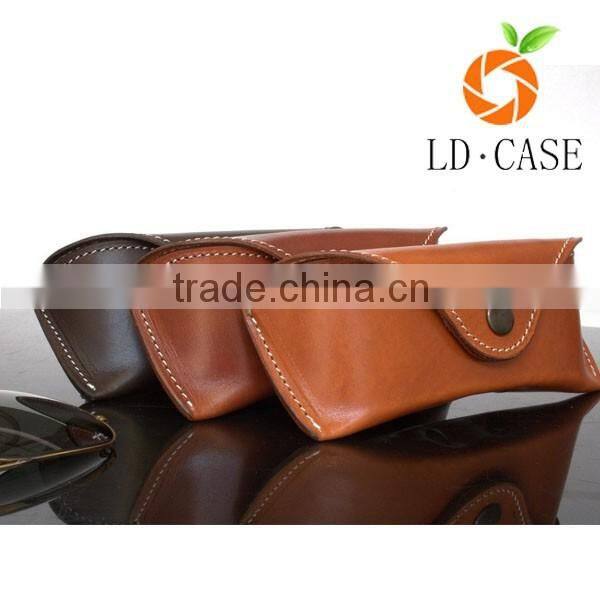 factory price Retro Foldable Glasses Case Leather Handmade Vintage Genuine Leather sunglass case