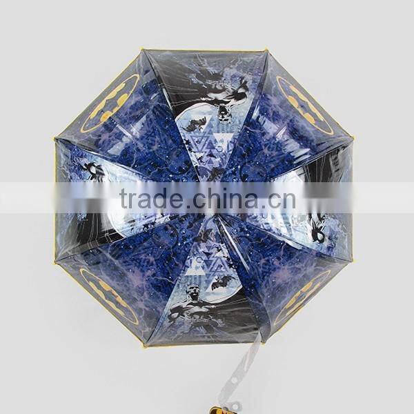 manual open plastic cartoon character print straight kids umbrella