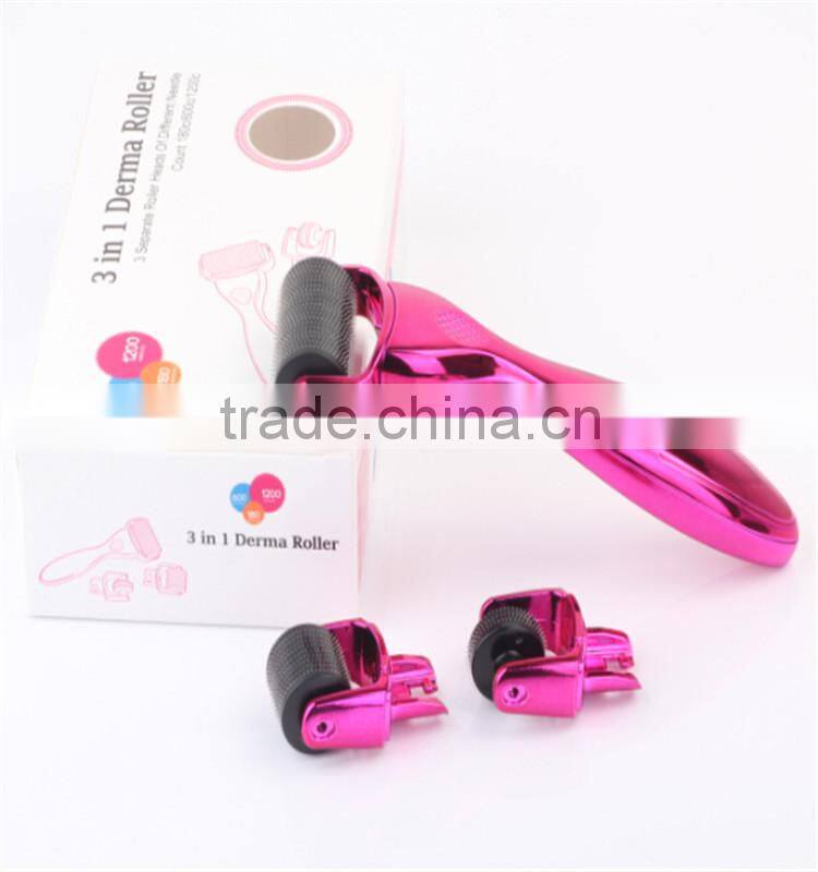 Golden derma roller 3 in 1 system derma roller for facial use derma roller rechargeable