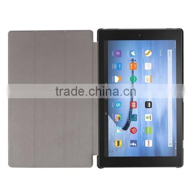Quality Karst Texture Leather for NEW KINDLE FIRE 2015 10' Leather Case foldable smart case Business Protective case PC+ PU
