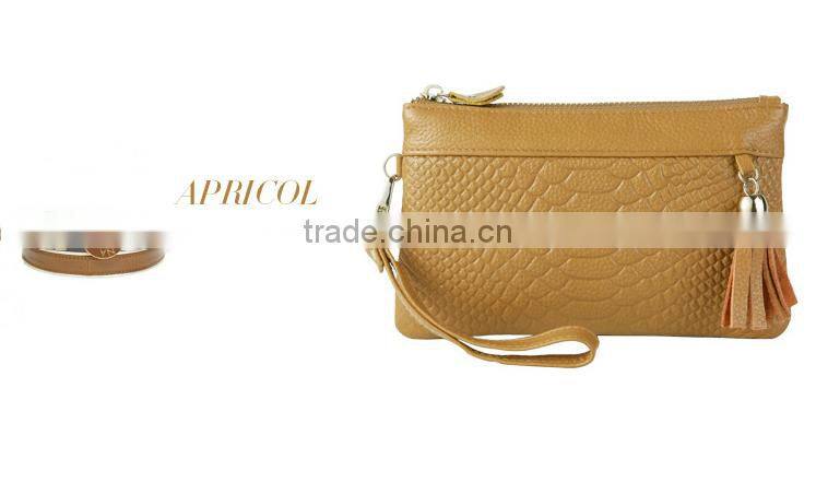 Hot Women Zipper Tassel Genuine Cowhide Leather Clutch Wallet Case Lady Long Handbag Wallet And Purses New