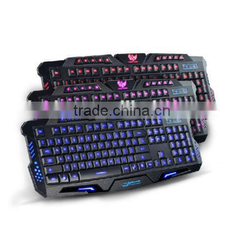 M200 Three Color Backlight Multimedia Ergonomic Gaming Keyboard Blue/Red/Purple