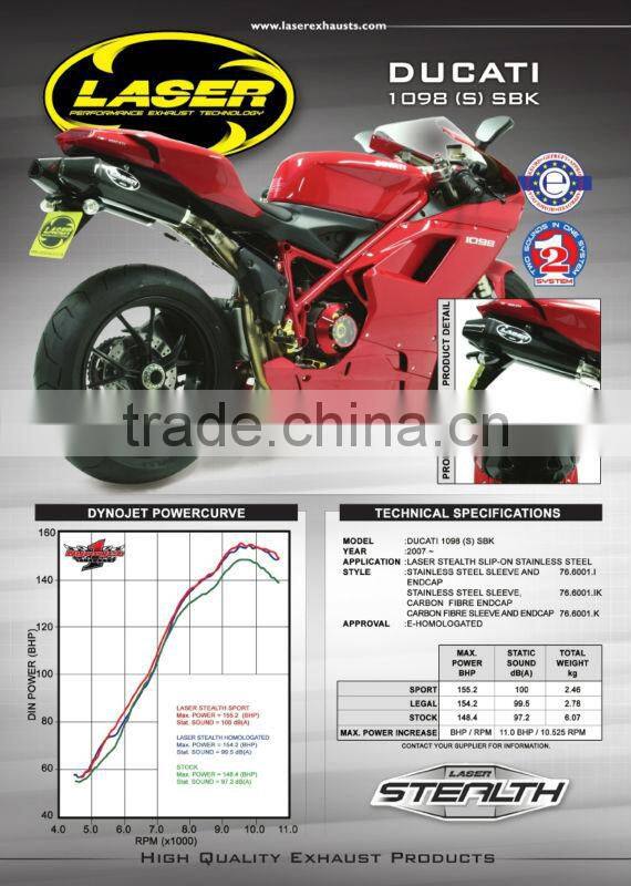 For DUCATI 1098 (S) 2007 Motorcycle Exhaust Pipe LASER Stealth slip-on mufflerset