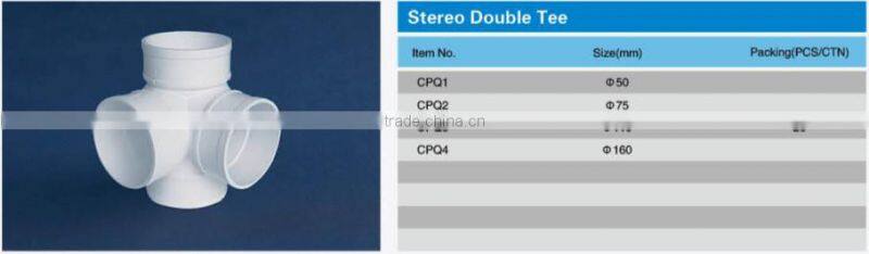 PVC Drainage Pipe Fittings Stereo Double Tee