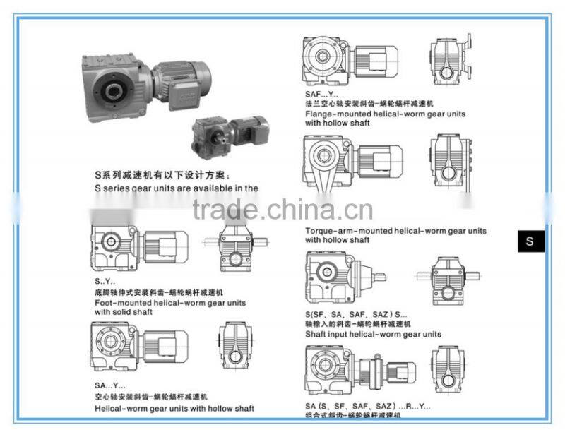 S helical worm gear motor