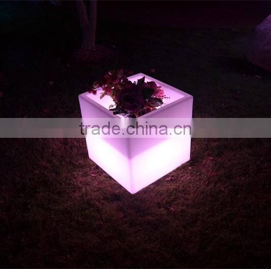led square flower pot for garden decoration lighted up planter