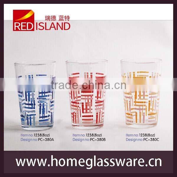 2015 OEM flower designs Screen printing glass cups/Wholesale beverage cup
