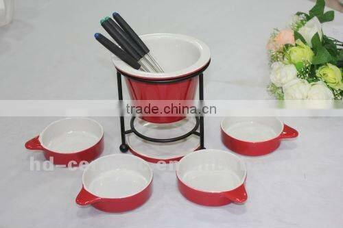 porcelain candle fondue set