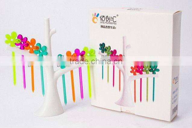 Supply creative trees flower plastic fruit fork
