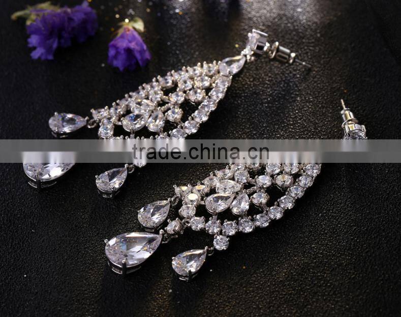 Wholesale Stock Small Order Fashion Women Long Style Tassels Zircon Earrings