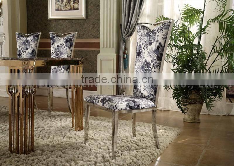 painting fabric cover mirror silver stainless steel dining chair