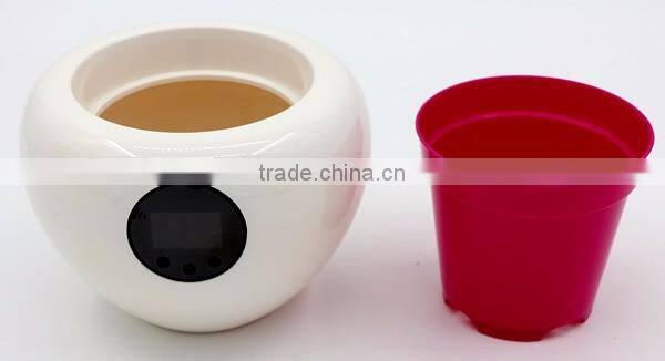 Stylish Desktop Flower Pot Vase with Time Temperature Humidity Display