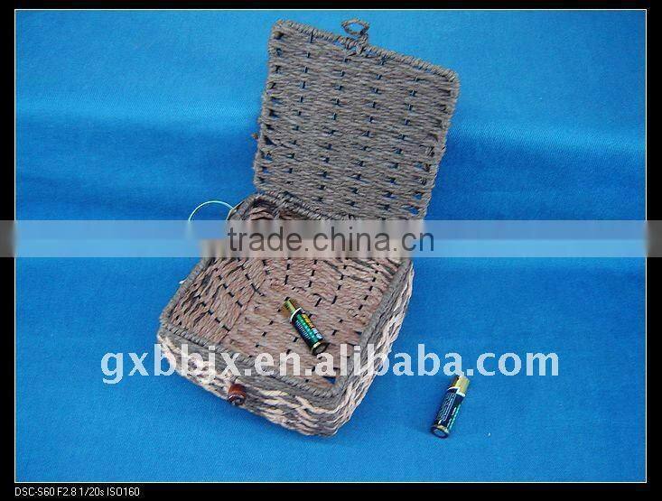 Brown square paper rope woven iron frame multipurpose storage box