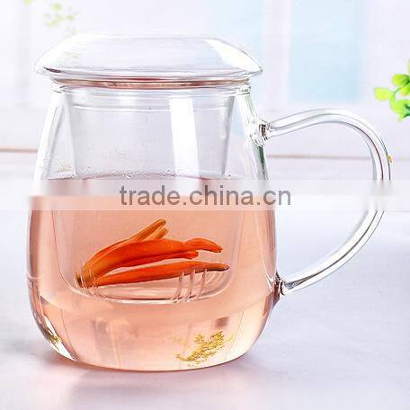 Increasing heat clear glass flower tea cups with filter