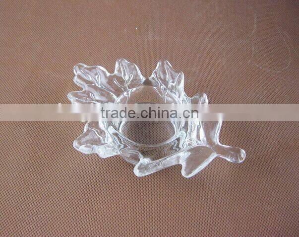 leaf shaped glass candle holder / glassware