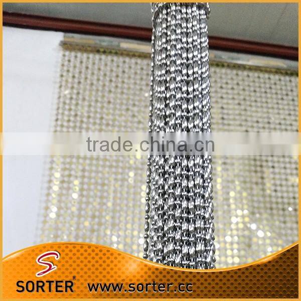 Water fall effect shiny metal ball chain room divider