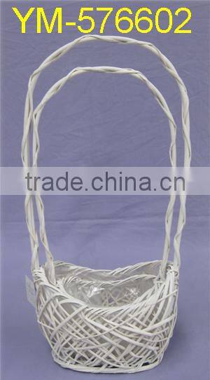 good selling White Round Willow Basket With Handle