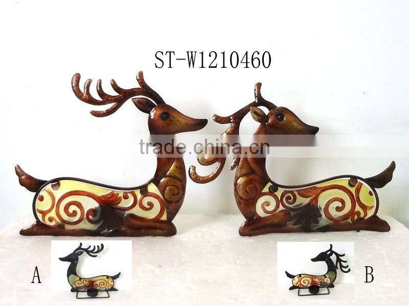 stained irol&glass Candlestick with christmas snowman