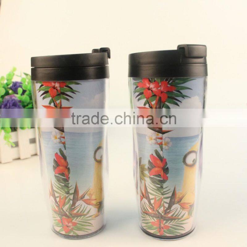 gift items 350ml ps double wall mug color changing with logo
