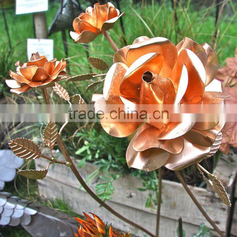 outdoor decoration modern metal copper rose garden sculpture