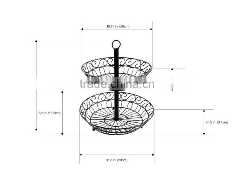 2-Tier Metal Countertop Bread Basket Stand