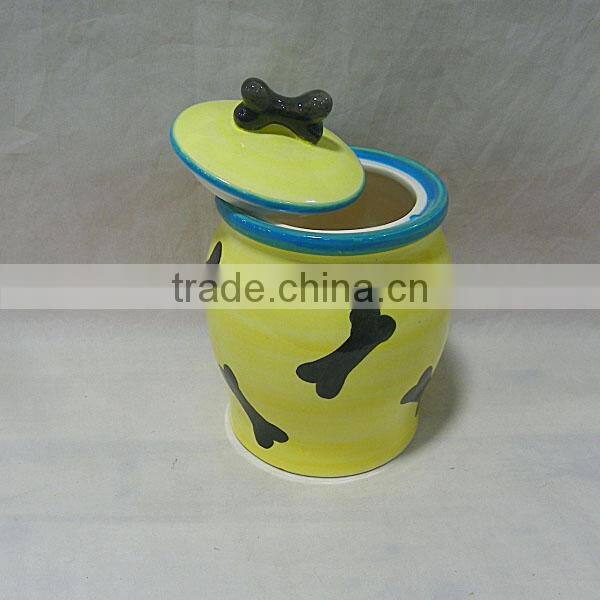 Ceramic Dog Food Treat Jar with Lid