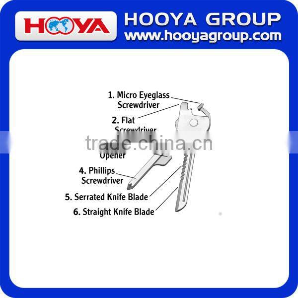 Stainless Steel 6-in-1 Key Ring Multi-Function Key Carry Tool/ Key Knife Tool