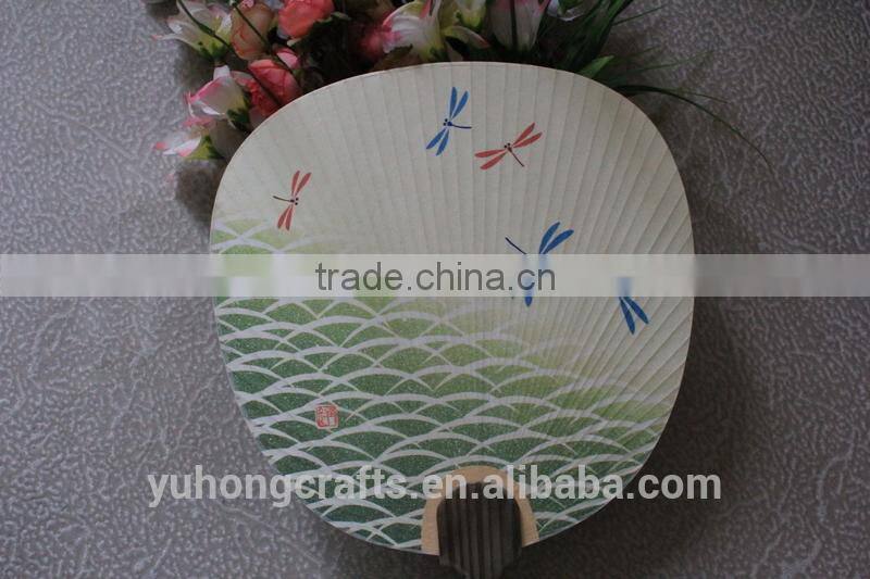 Environmental paper round fan with wood handle