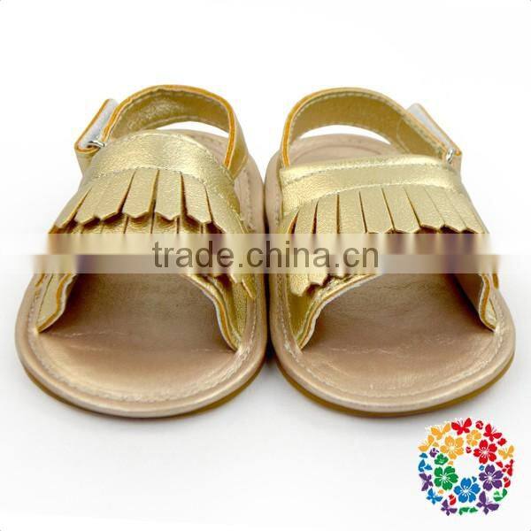 Hot Fashion Baby Golden Summer Sandals Shoes Tassels Design Girls Leather Sandal Boutique Baby Girl Sandals